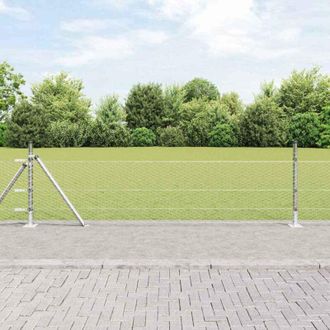 vidaXL Vidaxl - Reja Con Postes Plateado 0.5 X 100 M Acero Recubierto De Pvc