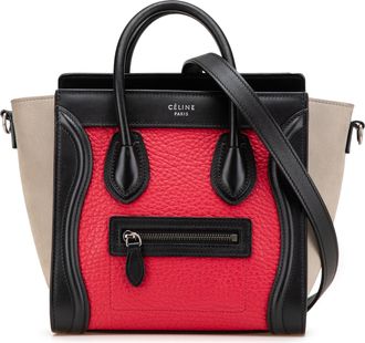 Celine Womens Luggage Nano Tote Bag - Red Leather - One Size