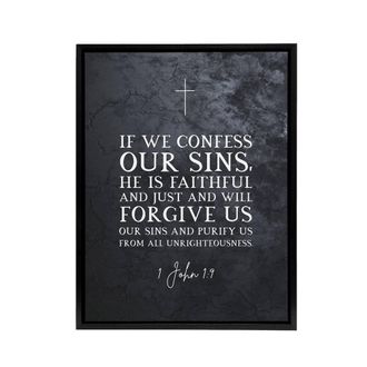 Artery8 John 9 Forgive Us Our Sins Bible Quote Framed Canvas Wall Art Print in Grey | Size: W24 x H32