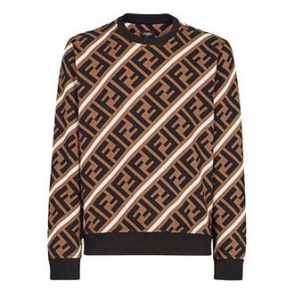 Fendi Mens FENDI Logo Cotton Colorblock Sports Brown FY0944A7A9F13J3