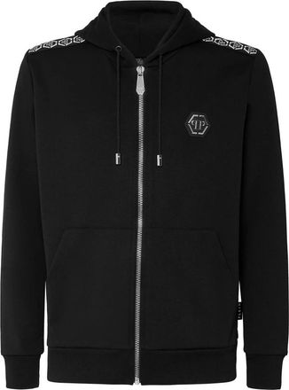 Philipp Plein Hooded Sweatjacket - Heren - Vesten met rits - Zwart - 2XL - Denim - Hoodies & sweatvesten