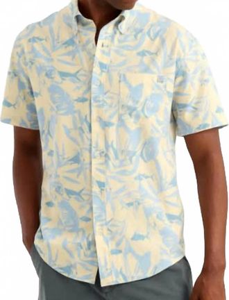 Huk Mens Kona Printed Short Sleeve Shirt In Oyster Grey