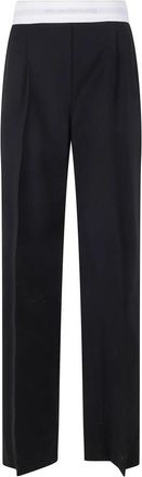 Alexander Wang Logo Waistband Wide Leg Broeken - Dames - Wijde Broeken - Zwart - M - Broeken