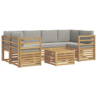 vidaXL Conjunto De Sof&aacute;s De Exterior 7 Pcs Blanco Y Gris Claro Vidaxl