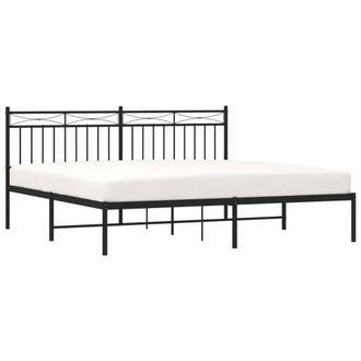 Berkfield Home Metal Bed Frame with Headboard Black 180x200 cm Super King