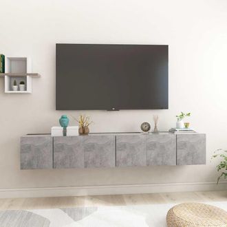vidaXL Vidaxl Mobili Porta Tv Pensili 3pz Grigio Cemento 60x30x30 Cm