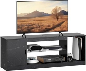 HOMCOM Homcom - Marble Effect tv Stand Cabinet with Glass Shelf for 55 Inch TVs