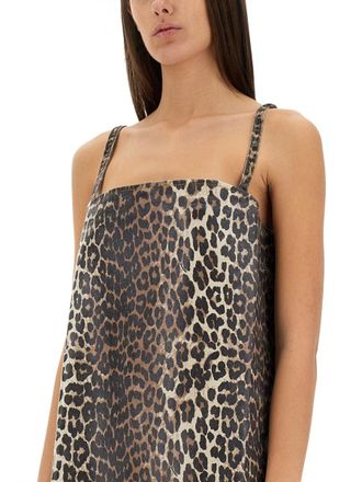 Ganni Animal Pattern Organic Cotton Dress - Multicolor