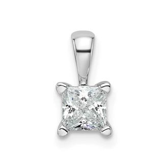 Diamond2Deal 14k White Gold 1/2 Ct Princess Lab Grown Diamond Pendant Necklace 18 Clarity VS, Color G-H