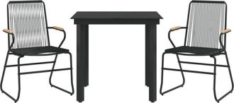 vidaXL Juego De Comedor De Jard&iacute;n 3 Piezas Rat&aacute;n Pvc Negro Vidaxl
