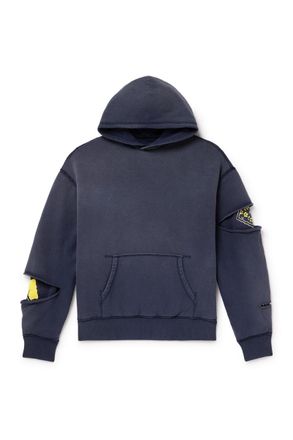 KAPITAL Reversible Distressed Printed Cotton-Jersey Hoodie