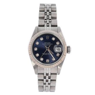 Rolex Oyster Perpetual Datejust Automatic Watch Stainless Steel and White Gold with Diamond Markers 26 in Metallic Silver at Nordstrom