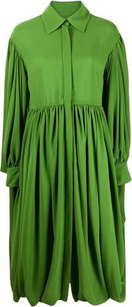 Valentino Garavani Gathered Hem Pleated Shirt Dress