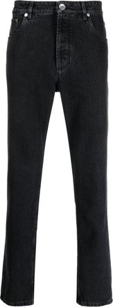 Brunello Cucinelli straight-leg cotton jeans - men - Cotton/Cotton/Leather - 54 - Black