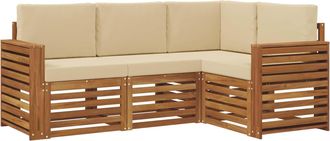 vidaXL Conjunto De Sof&aacute;s De Exterior 4 Uds. Natural Y Beige Poli&eacute;ster Vidaxl