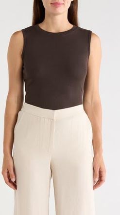 T Tahari Crewneck Ribbed Tank in Chocolate at Nordstrom Rack, Size X-Large
