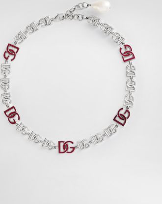 Dolce & Gabbana Short Necklace With Dg Multi-logo - Woman Bijoux Silver Metal Onesize