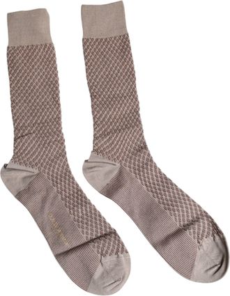 Dolce & Gabbana Mens Geometric Pattern Crew Socks - Grey Cotton - Size Large