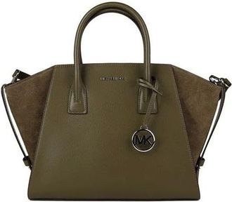 Michael Kors Tassen, Dames, Groen, ONE Size, Leer, Avril Large Top-Zip Satchel