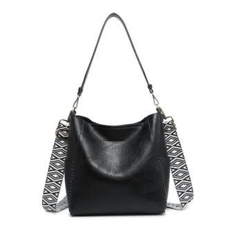 Jen & Co. Womens Penny Vegan Bucket Bag In Black
