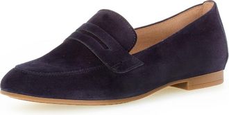 Gabor Loafer GABOR, Damen, Gr. 35, blau (dunkelblau), Ziegenveloursleder, unifarben, Schuhe Loafer, Slipper,Businessschuh mit dezentem Blockabsatz