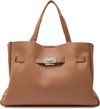 DKNY Bryar Large Satchel Grained Leather Tote bag - Brown - One Size