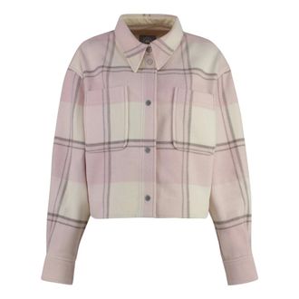 Canada Goose Wool Overshirt with Motif Back Logo - female - Canada Goose - Light Jackets - Pink - XS - Jackets