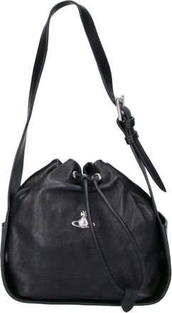 Vivienne Westwood Stacey Drawstring Orb Leather Bucket Bag