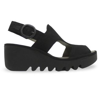 FLY London BAIF585FLY Cupido Leather Womens Heels Sandals - Black - Size:UK 7