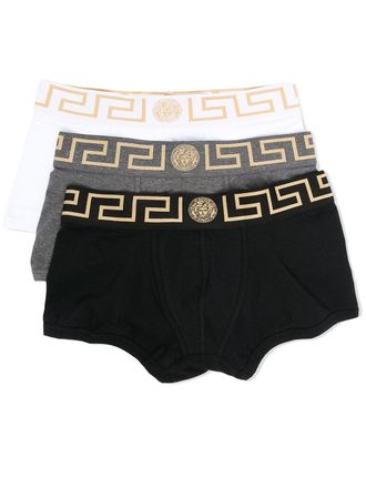 Versace Set di tre boxer con Chiave Greca - Nero