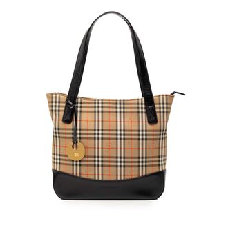 Burberry Pre-owned Womens Haymarket Check Canvas Tote - Tan Textile - One Size