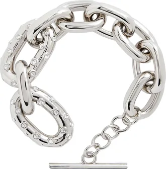 Paco Rabanne Polished Silver Chain Bracelet With Interlaced Links