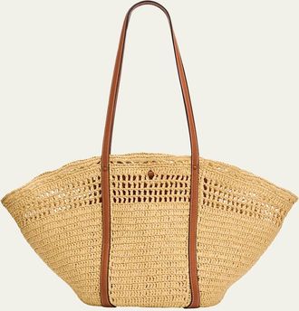 Ulla Johnson Marina Raffia Leather-Trim Tote Bag
