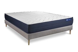 Actisom Somier gris + colch&oacute;n con espuma viscoel&aacute;stica 120 x 190