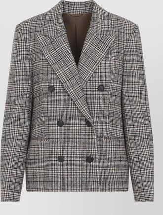 Brunello Cucinelli alpaca wool checked double breasted coat
