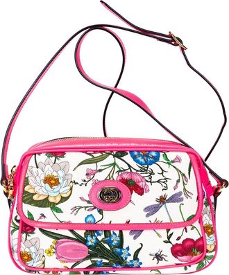 Gucci Pink & Beige Flora Printed Canvas Multicolor Flora Camera Crossbody, Never Carried (Authentic Pre-Loved)