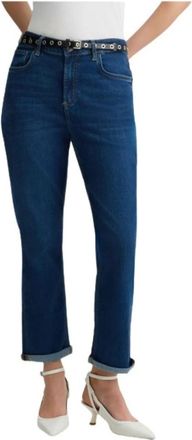 Liu Jo High-waisted Cropped Straight Leg Jeans - Dames - Cropped Jeans - Blauw - W29 - Katoen - Jeans