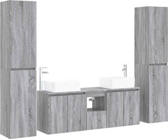 vidaXL Juego De Muebles De Ba&ntilde;o 5 Uds. Sonoma Gris 33 X 34,5 X 160 Cm Vidaxl