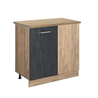 Vicco Armario De Esquina R-line, Hormig&oacute;n Negro, 86 Cm Et Roble