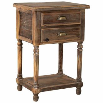 Wanderlust Deco Mesita de madera con 2 cajones 48,5x38x72,5h cm