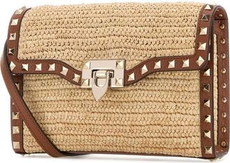 Valentino Garavani Womens Raffia Crossbody Bag Beige