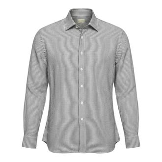 Xacus Formal Shirts, male, Gray, Size: 2XL Washed Linen Stripe Shirt