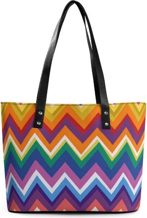 Generic Rainbow Colorful Wave Pattern Tote Bags for Women Cute Shoulder Purses Handbags
