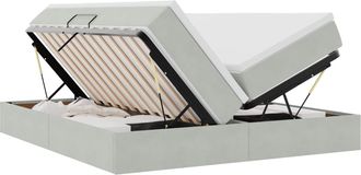 vidaXL Cama Con Almacenamiento Y Colch&oacute;n Gris Claro 180 X 200 Cm Vidaxl