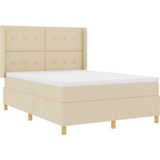 vidaXL Box Spring Bed with Mattress Cream 160 x 200 cm Fabric vidaXL