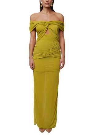 JLUXLABEL Alessandra Off Shoulder Maxi Dress in Moss at Nordstrom, Size Small