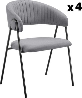 TecTake 4 sillas de comedor de tejido acolchado 60 x 58 x 85 cm gris