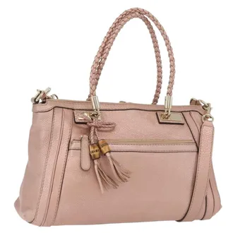 Gucci Bella Convertible Top Handle Leather Pink Leather Handbag (Pre-Owned)