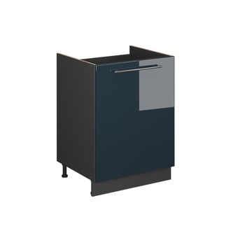 Vicco Mueble Bajo Para Fregadero Fame-line, Azul Oscuro Alto Brillo/antracita, 60 Cm, Vicco
