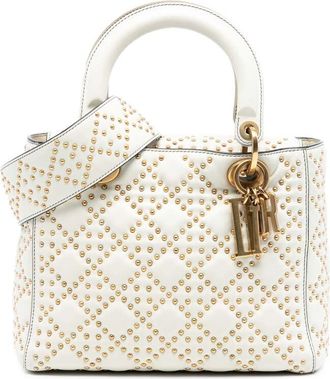 Dior Pre-owned Dior Medium Lambskin Cannage Studded Supple Lady Dior 01-BO-0118